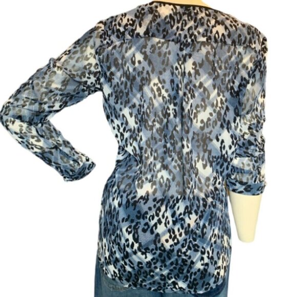 cAbi Style 977 Womens Sz S Fatale Leopard Print Patchwork Sheer Top 28P - Picture 5 of 6